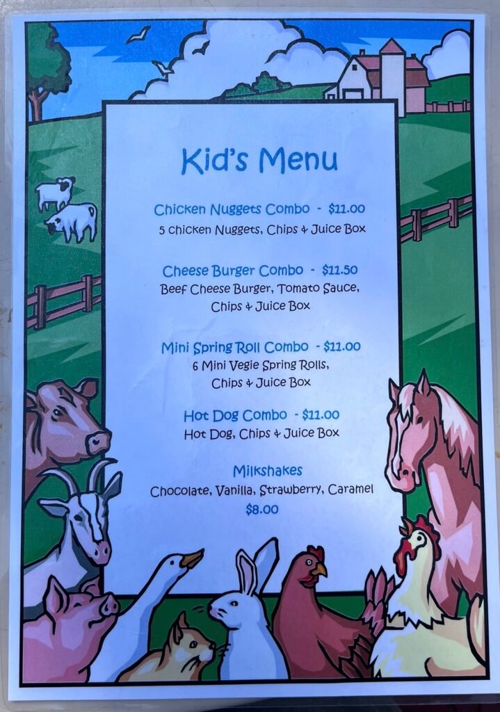 Kids menu at Calmsley Hill City Farm