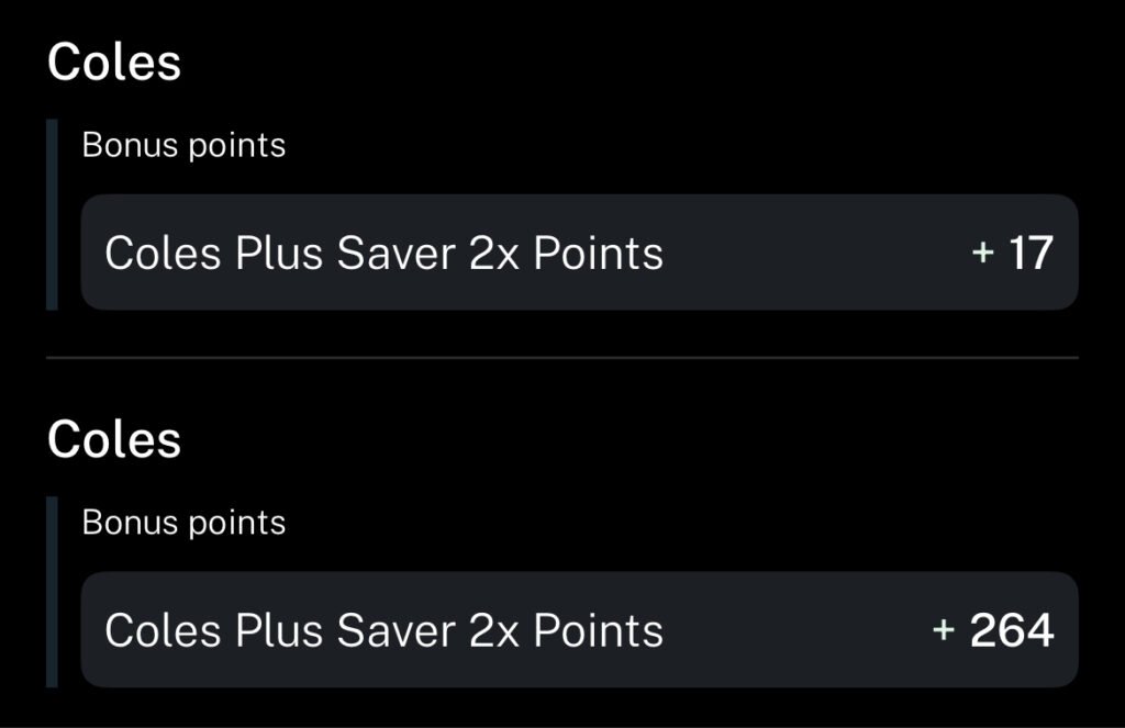 Coles Plus Saver Review: 2x Flybuy Points example screenshot